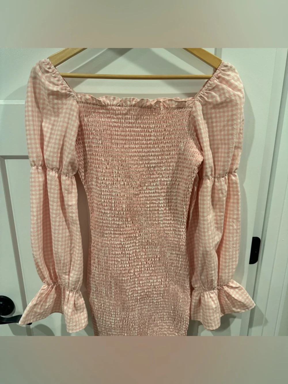 SNDYS Courtney Pink Gingham Smocked Midi Dress - Picture 4 of 7